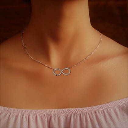 ALL IN ONE Infinity Symbol Round Cut Micro Pave Diamond Dainty Gold Plated Necklace