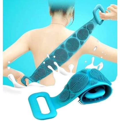 Body Wash Silicone Body Scrubber Belt Double Side Shower Belt Removes Bath Towel Waterproof Easy Foot Cleaner Cleaning Brush Scubber (Bathing Belt)  by Ruhi Fashion India
