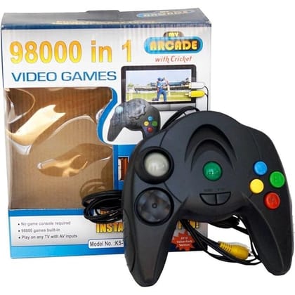 r&brothers 98000 in 1 video game pad built in tv game single player direct av inputs usb no batteries required single remote shooting, puzzle, racing, action birthday gift for kids- Multi color