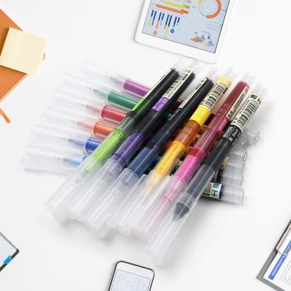 17579 12 Color Rolling Ball Pens, Quick-Drying Ink 0.5 mm Extra Fine Point Roller ball Pens Straight Liquid Gel Ink Pens for Writing, Drawing, Journaling, Taking Notes, School Office Stationery (
