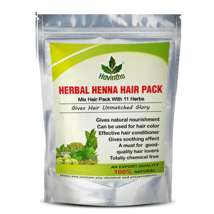 Havintha Natural Herbal Henna Hair Pack 11 Herbs Mix Mehandi Powder (227 g)-Pack of 2