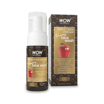 Wow Skin Science Apple Cider Vinegar Foaming Face Wash - Aloe Vera Extract, Cleanses & Balances Skin, No Parabens & Sulphate, 100 ml Bottle