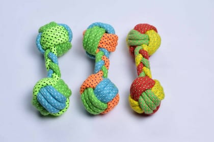 PETOLOGY Knotted Cotton Dumbbell Dog Chew toy for suitable for all Breeds (multi color))