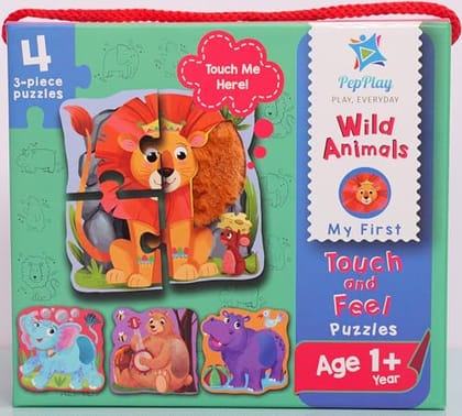         My First Touch and Feel Puzzle – Wild Animals, Three Piece Puzzle Learning for Toddlers, Educational Toy for Pre-School and Montessori Kids, Birthday and Return Gift for 1-4 Years Old       