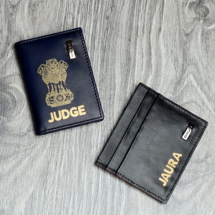Bi-Fold Blue Black Genuine Leather Card Holder by Brune & Bareskin-FS
