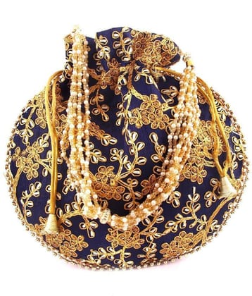 Apratim Navy Silk Potli - Navy