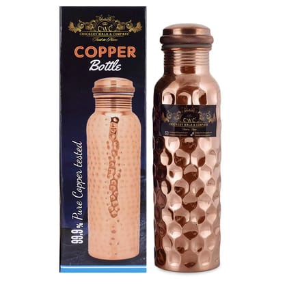 Pure Copper Bottle Diamond Finish For Water Storage 900 ML