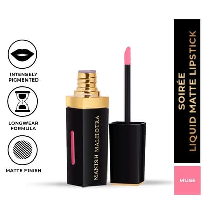 Manish Malhotra Soiree Liquid Matte Lipstick - Muse (Pink Shade) | Long Lasting, Transfer-resistant With Vitamin E