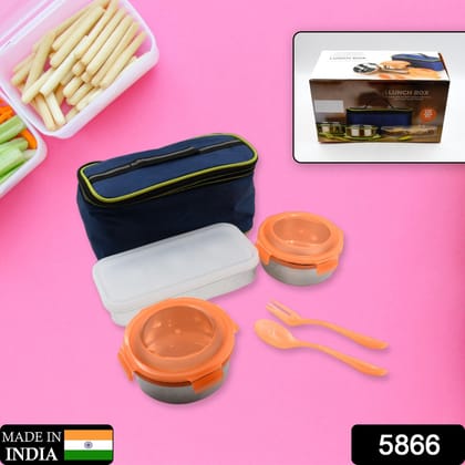 Airtight & Leak Proof Stainless Steel Container Multi Compartment Lunch Box Carry To All Type Lunch In Lunch Box & Premium Quality Lunch Box Ideal For Office, School Kids (Sumo Lunch Box) (5866)