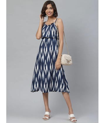 Yash Gallery - Indigo Rayon Women''s A-line Dress ( Pack of 1 ) - None