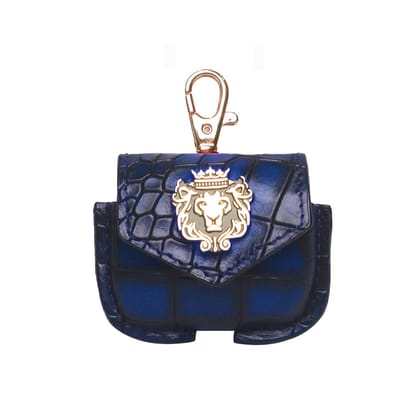 Air-Pods Pro Smokey Blue Croco Textured Leather Carrying Case by Brune & Bareskin-Gen 1 Pro