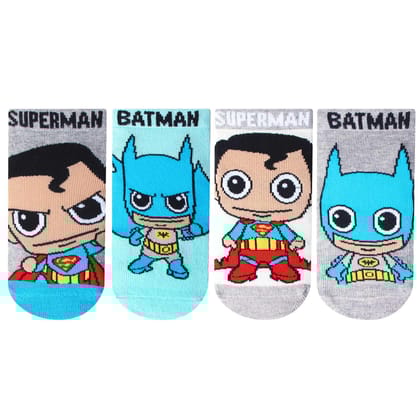 Chibi Batman & Superman Infant Unisex Socks-Pack Of 4 Assorted 6 - 12 Months