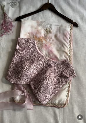 Mauve Pink Embossed Fashion Blouse-XS
