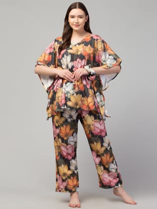Noir Garden Kaftan Set-Small