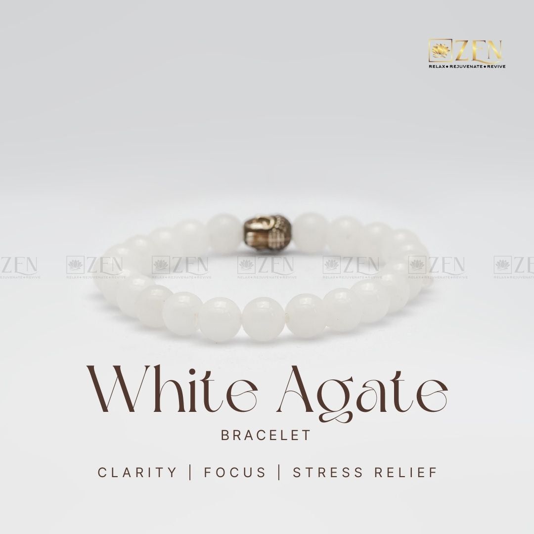 Zen White Agate Bracelet For Brain Power-S - 6.5 inches (Women)