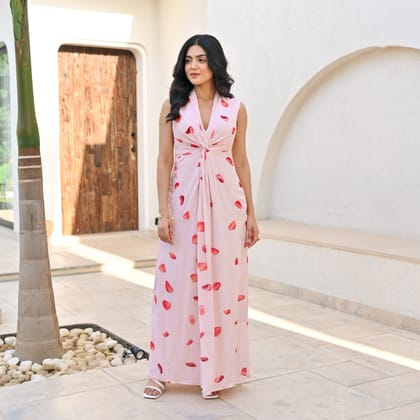Roseland Pink Long Dress-XS