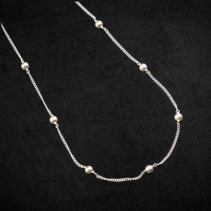 Pure 925 sterling silver pearl beads chain necklace, vintage antique style Mangalsutra necklace ms 102-18