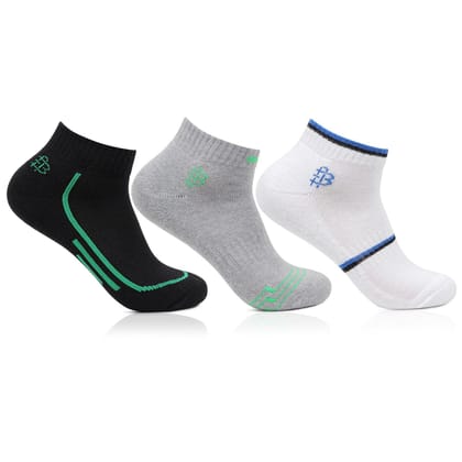 Men Cushioned Multicolored Secret Length Sports Socks- Pack of 3