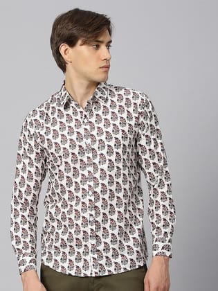Classic Floral Printed Spraed Collar Casual Shirt