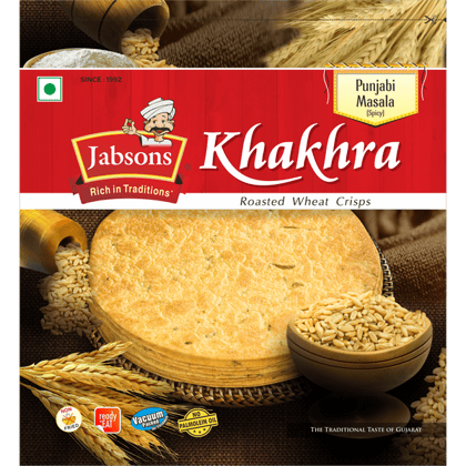 Jabsons Khakhra Roasted Wheat Crisps Punjabi Masala Spicy 180G