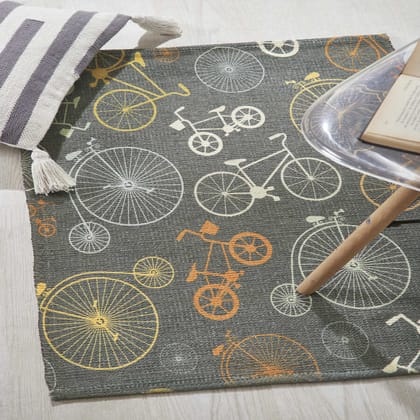 Mona B Printed Cycle Kids Room Dhurrie Carpet Rug Runner Floor Mat for Living Room Bedroom: 2 X 3 Feet Multi Color- PR-110