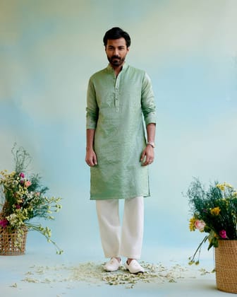 Mint Meadow Tissue Kurta-XXS / Mint Meadows