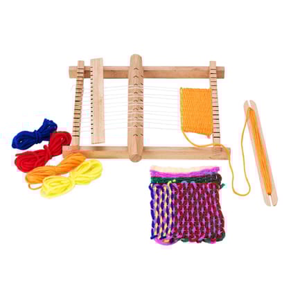 10 Pcs Wood Knitting Weaving Looms With Yarns Warp Adjusting Rods Combs And Shuttles With Detailed Instructions