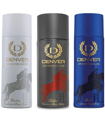 Denver Goal + Rider + Victor Deodorant Spray for Men 600 ml ( Pack of 3 )