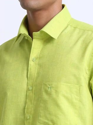 Cotton Linen Green Colour Half Sleeve Shirt-38