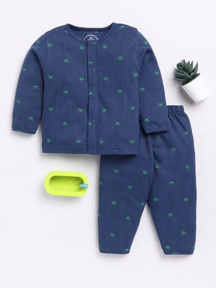 Blue Graphic Full Sleeve Night Suit-3-6 m