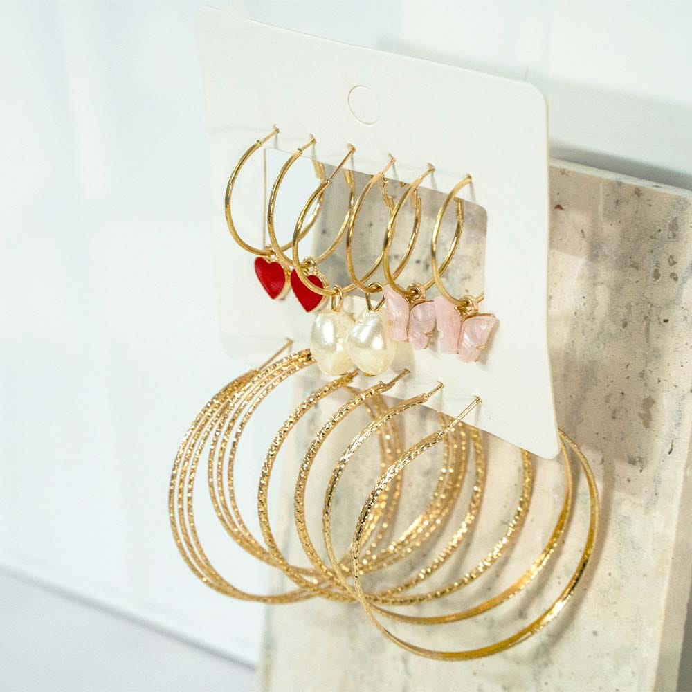 Oversize Charm Hoops Earring Set