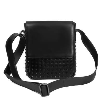 Crossbody Flap Over with Black Studded Leather Bag-FS