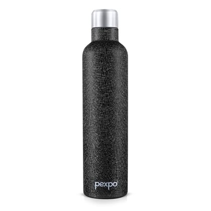 Pexpo Stainless Steel, ISI Certified ISI Certified Flask, 1000 ml, Black, Oreo | Portable & Keeps Beverages Hot/Cold for 24+ Hours