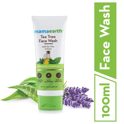 Mamaearth Tea Tree Natural Face Wash for Acne & Pimples Wash, 100 ml