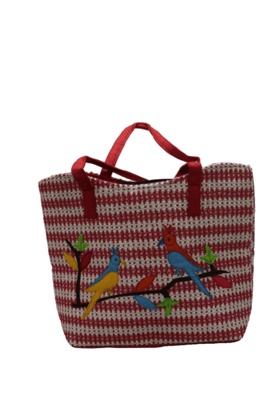 Natural Charm Jute Ladies Bag|Jute Bags|Women Bags|Red and White Bag