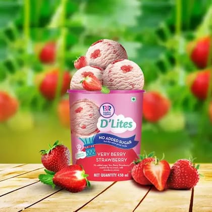 No Added Sugar D'Lites Very Berry Strawberry Ice Cream 450ML