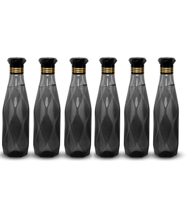 Denzcart Crystal Black Pattern Plastic Water Bottle Set Of 6 ( 1000ml Each,Plastic ) (Black, PET)  by Ruhi Fashion India