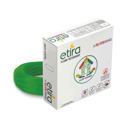 Polycab ETIRA Flame Retardant House Wire PVC Insulated Copper Cable Electric Wire (1 SQMM, Green, 90m)