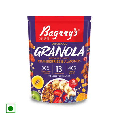 Bagrry's Super Food Granola - Exotic Fruits With Cranberries & Almonds, 400 gm Pouch