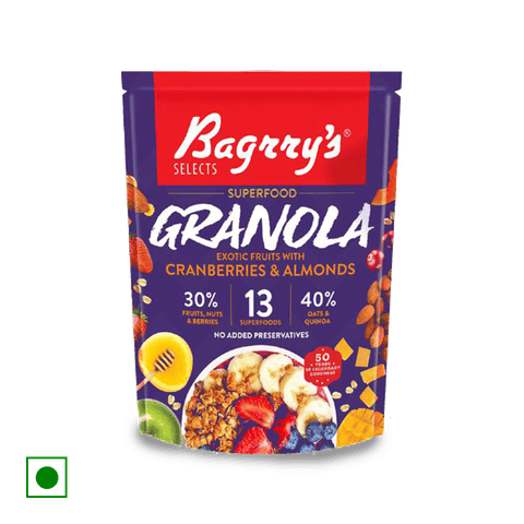 Bagrry's Super Food Granola - Exotic Fruits With Cranberries & Almonds, 400 gm Pouch
