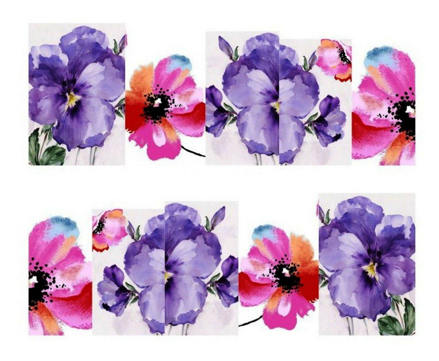 SENECIO Purple 3D Oil Printing French Nail Art Manicure Decals Water Transfer Stickers 1 Sheet