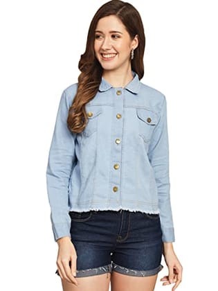 FUNDAY FASHION Women's Full Sleeve Solid Denim Jacket