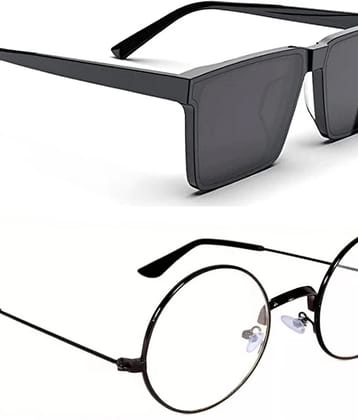 Elligator Multicolor Rectangular Sunglasses ( Pack of 2 ) - Medium