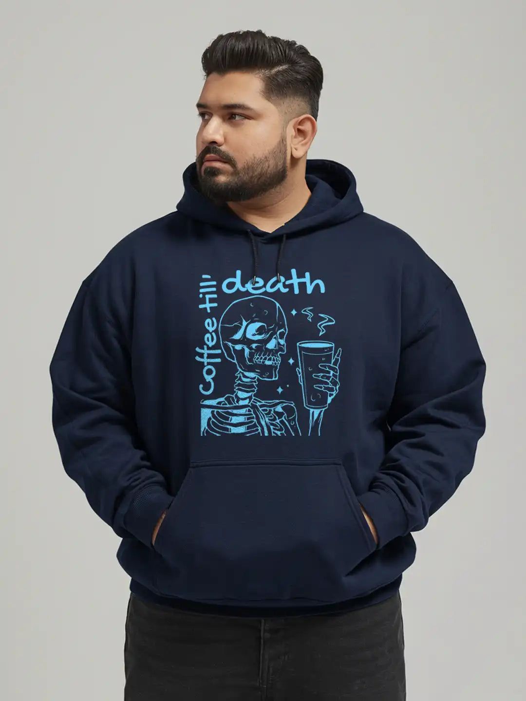 || COFFEE TILL DEATH || PLUS SIZE ||-Large / Navy Blue