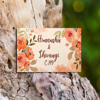 Pleasant Flower Theme Name Plate-12x8 Inch