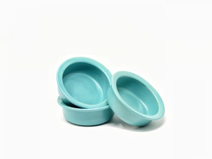 Kitchenwala Turquoise Rimmed Serving Bowls (Set of 3)-4501