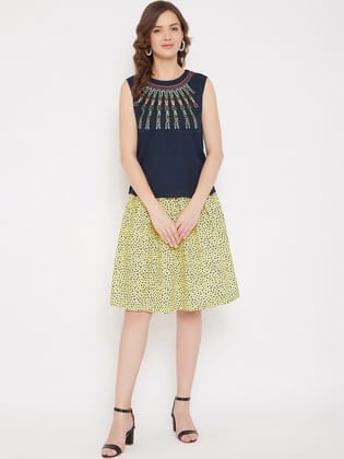 Women Yellow & Black Printed Skirt