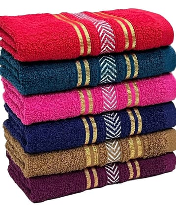 STAMIO Pack of 6 Cotton 351-400 -GSM Hand Towel ( Multicolor ) - Multicolor