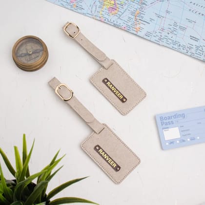 PERSONALISED LUGGAGE TAGS - BEIGE-Beige