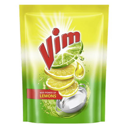 Vim Dishwash Liquid Lemon, 500 ml Pouch